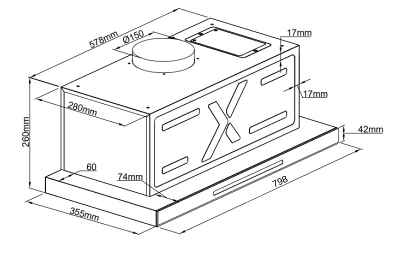 Máy hút khói, hút mùi âm tủ GrandX GX H70F85B
