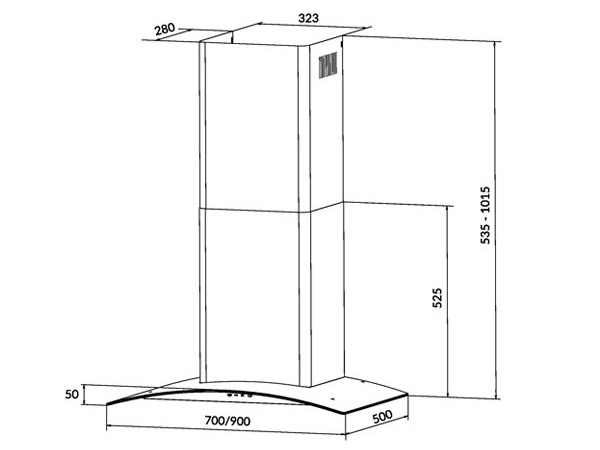 Máy hút khói, hút mùi kính cong Eurosun EH-70K21B