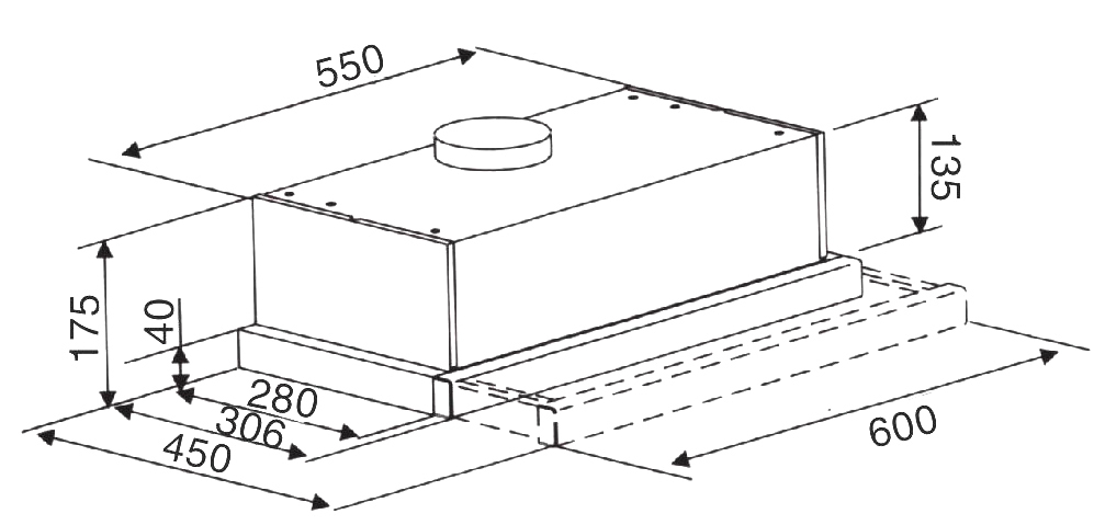 Máy hút khói, hút mùi âm tủ KAFF KF-TL60H