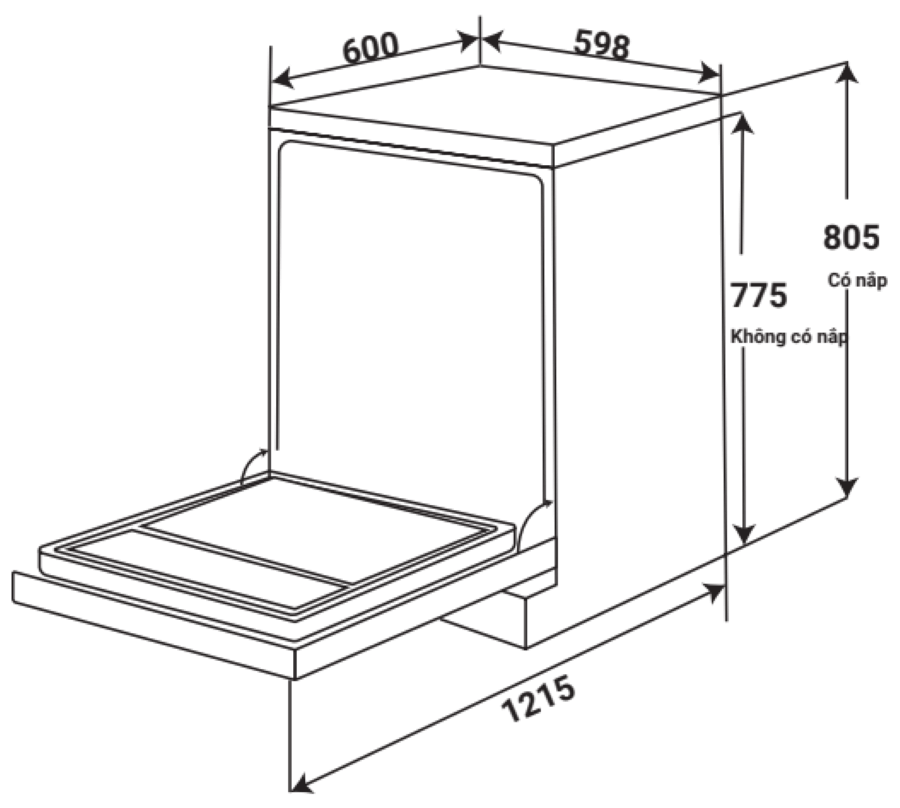 Máy rửa chén bát Kaff KF-BHMI775YB ( Công nghệ sấy PTC ) New 2025