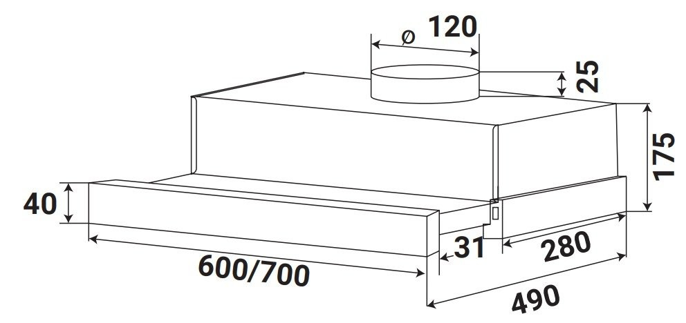 Máy hút khói, hút mùi âm tủ KAFF KF-TL600