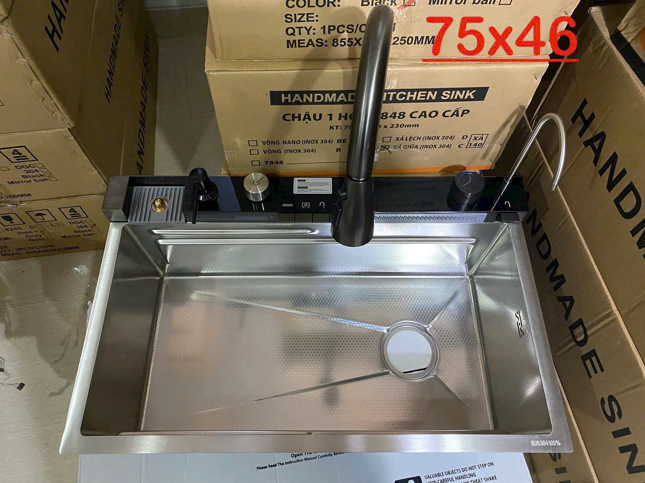 Combo Chậu vòi rửa chén tích hợp rửa ly IROYAL IR-7546 Inox 304