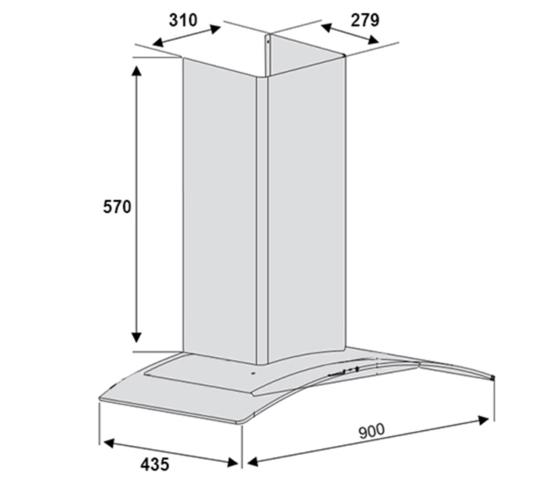 Máy hút khói, hút mùi kính cong Lorca TA - 2001E - 90cm