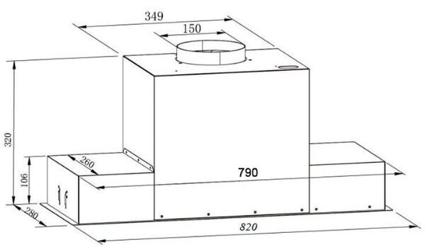 Máy hút khói, hút mùi âm tủ toàn phần KAFF KF-BI80PR