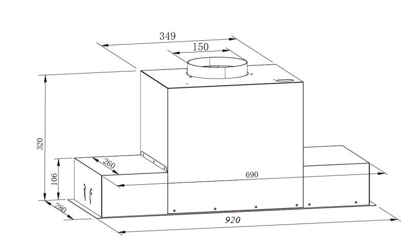Máy hút khói, hút mùi âm tủ toàn phần KAFF KF-BI90PR