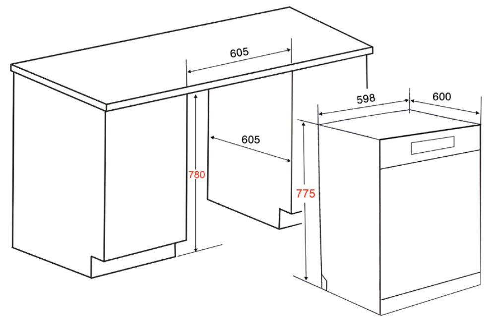 Máy rửa chén bát độc lập Kocher KDEU-8828BL