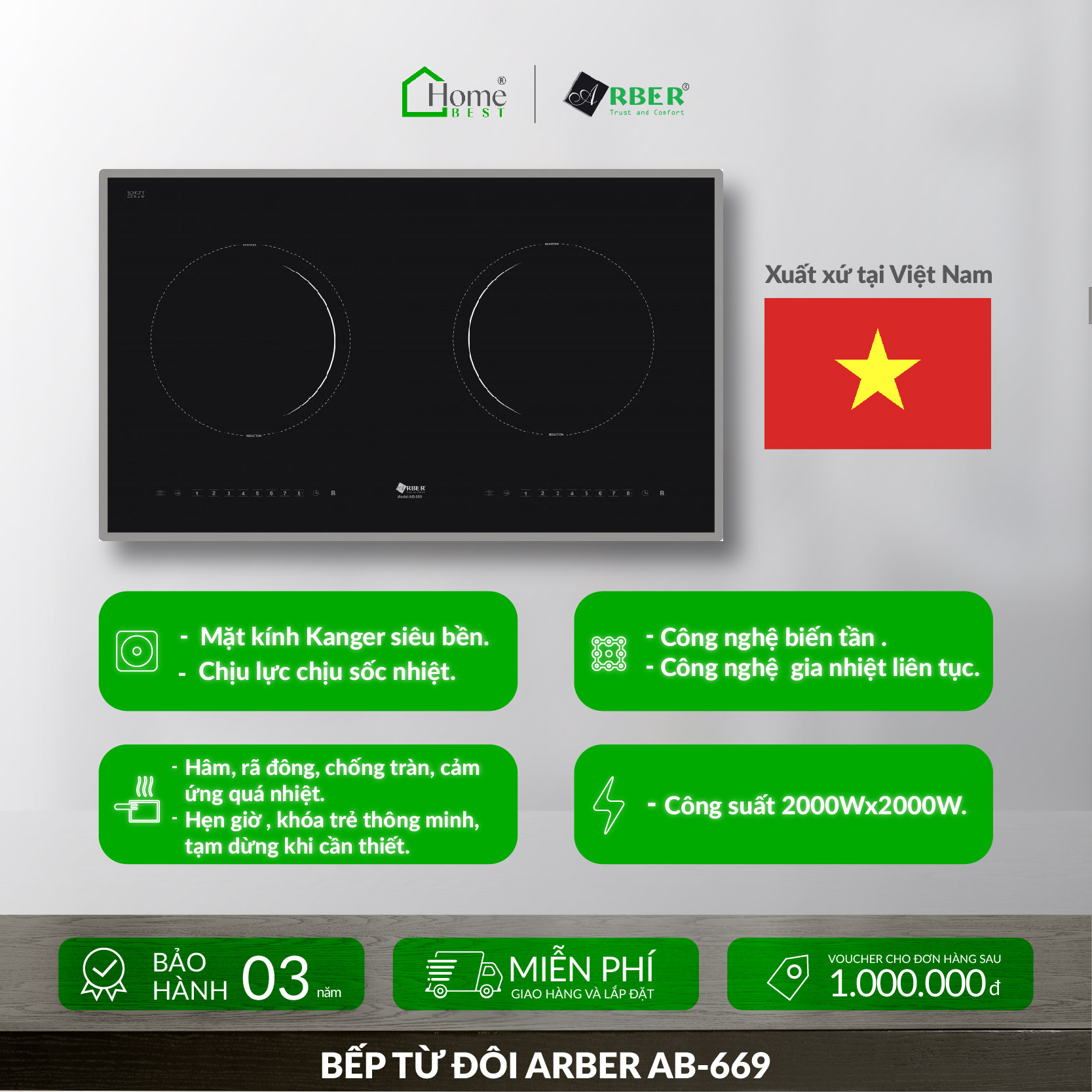 Bếp từ đôi Arber AB-669