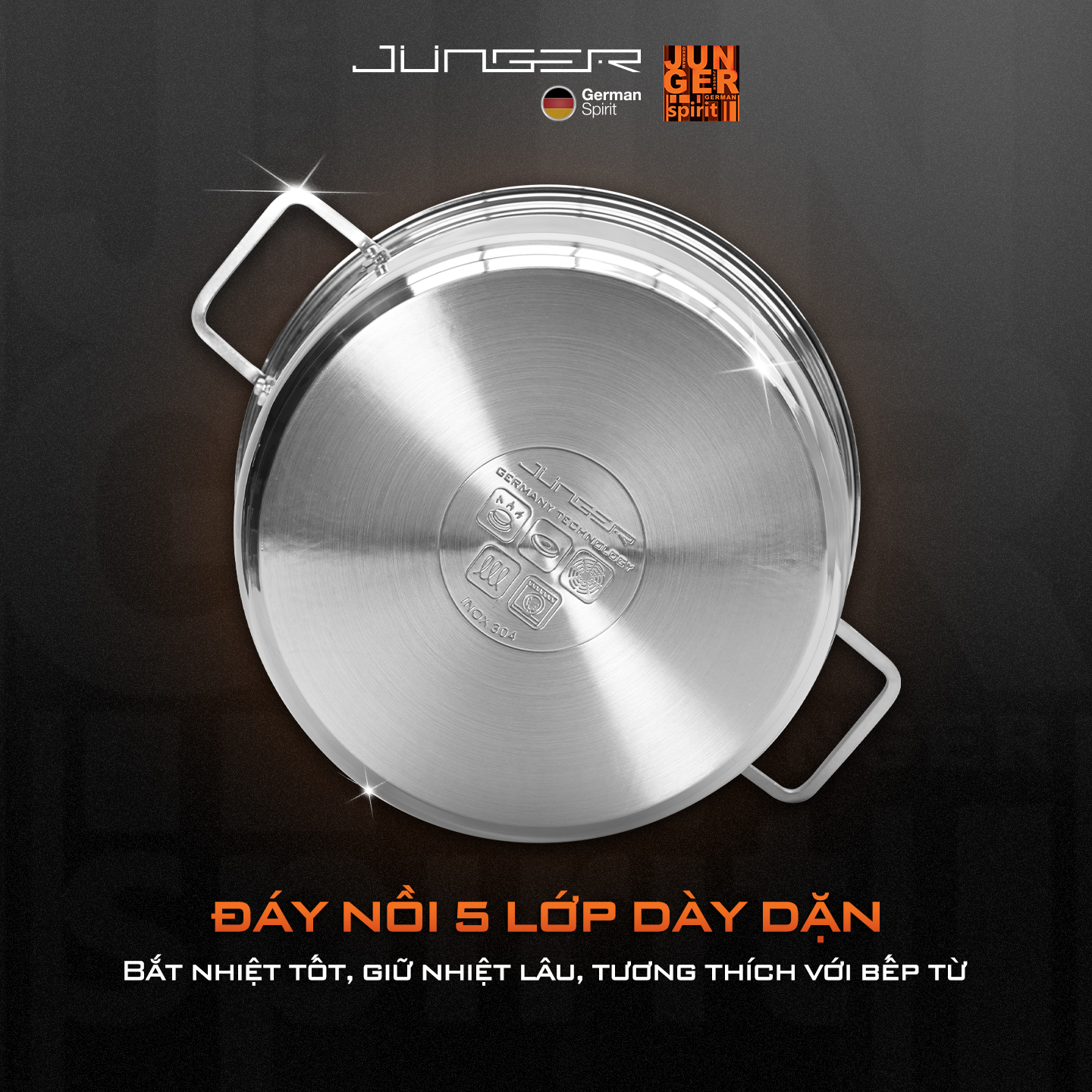 Bộ nồi Inox Junger CWJ-070 cao cấp 7 món