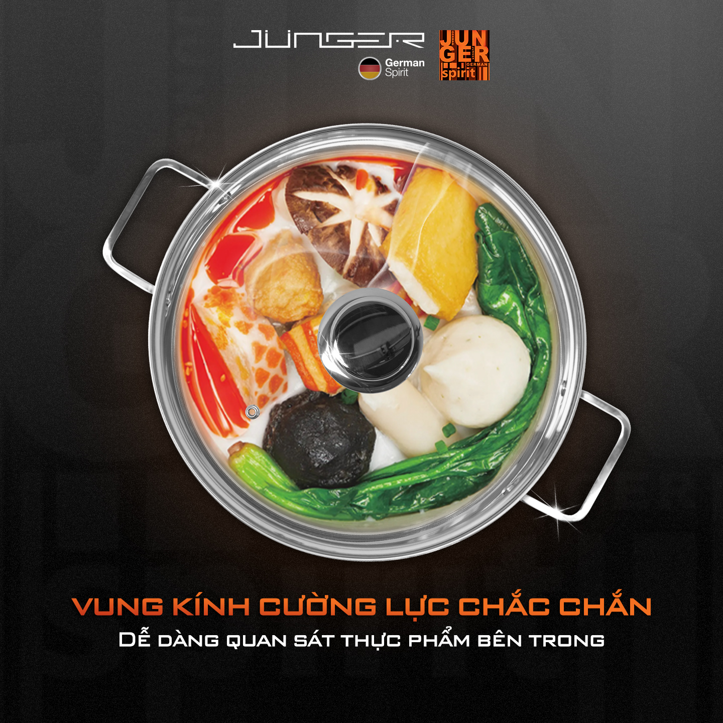Bộ nồi Inox Junger CWJ-070 cao cấp 7 món
