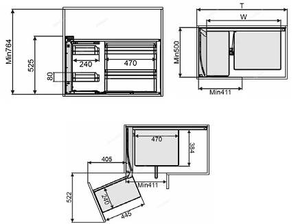 Giá liên hoàn nan dẹt, ray âm giảm chấn, Eurogold EPL101 (trái)/ EPL102 (phải)