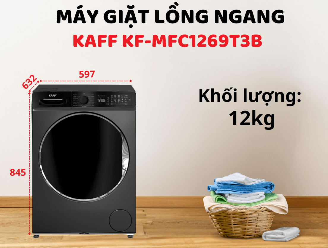 Máy giặt cửa trước lồng ngang Kaff KF-MFC1269T3B