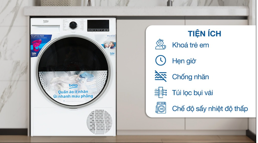 Máy sấy quần áo ngưng tụ Beko 9kg-B3T4319W