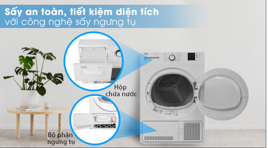 Máy sấy quần áo ngưng tụ Beko 8kg- DU8133GA0W