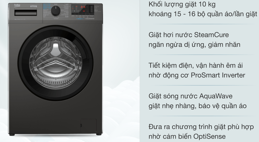 Máy giặt Beko 10kg-WCV10614XB0STM