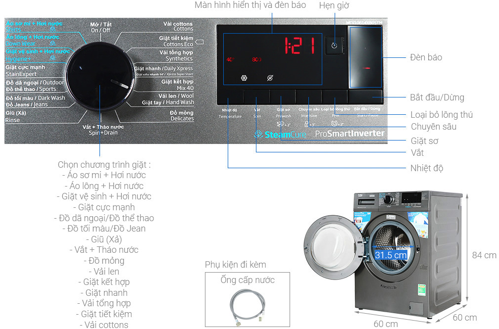 Máy giặt Beko 10kg-WCV10614XB0STM