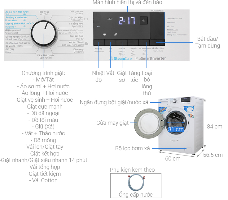 Máy giặt Beko 9kg-WCV9612XB0ST