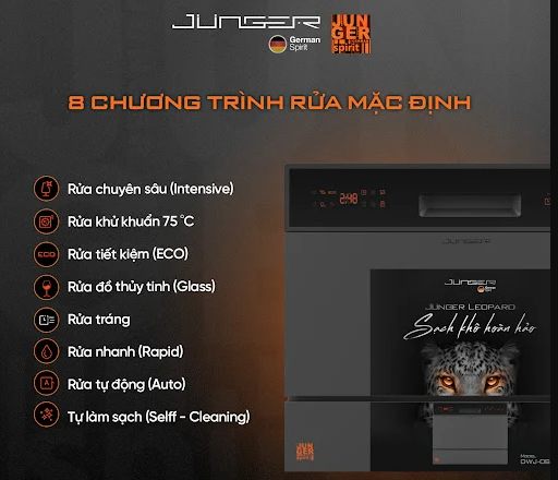 Máy rửa chén Junger LEOPARD DWJ-063 ( 8 Bộ )