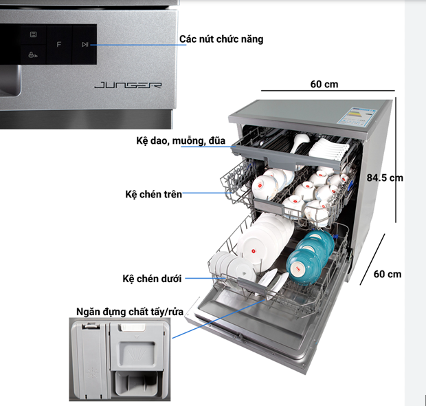Máy rửa chén Junger LEOPARD DWJ-600 ( 14 Bộ )