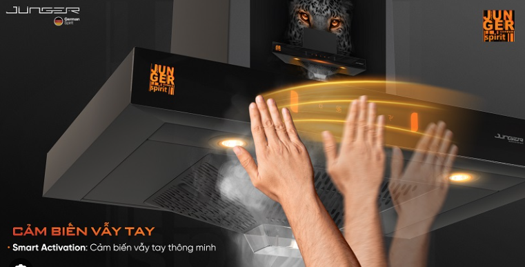 Máy hút khói, hút mùi kính ngang Junger - HRJ-702L (Cảm ứng vẫy tay)