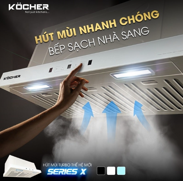 Máy hút khói, hút mùi âm tủ Kocher Turbo X-350T ( Điều khiển cảm ứng vẫy tay )