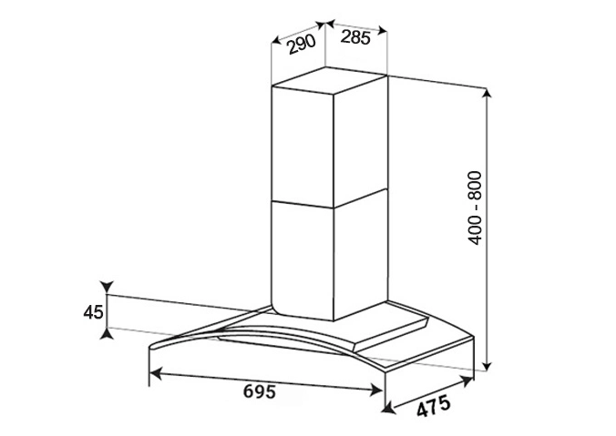 Máy hút khói, hút mùi kính cong KAFF KF-GBT7069 ( Điều khiển cảm ứng vẫy tay )