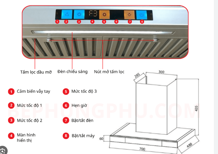 Máy hút khói, hút mùi kính ngang Latino LT-68Plus ( điều khiển cảm ứng vẫy tay)