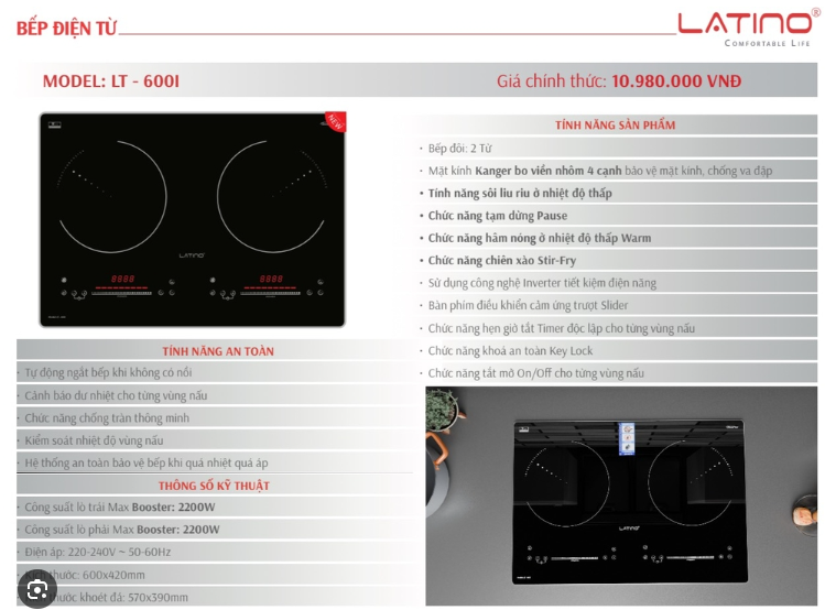 Bếp từ đôi Latino LT-600I