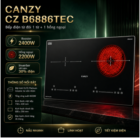 Bếp từ kết hợp hồng ngoại Canzy CZ-B6886TEC
