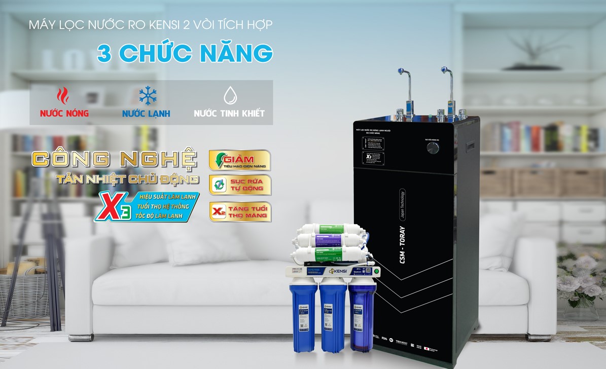 Máy lọc nước nóng lạnh nguội tích hợp RO đa chức năng Kensi