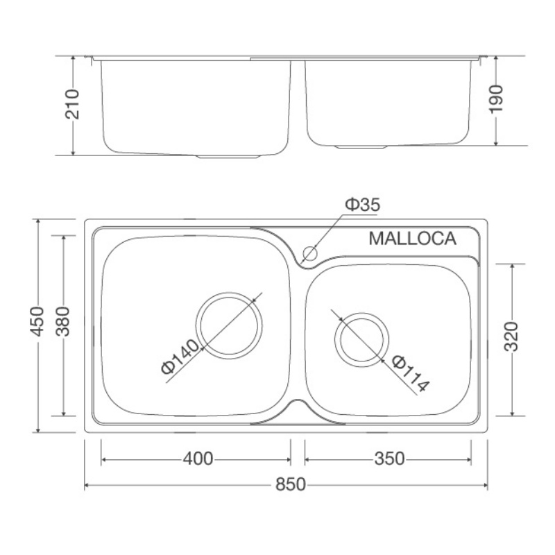 Chậu rửa inox Malloca MS 1011 NEW
