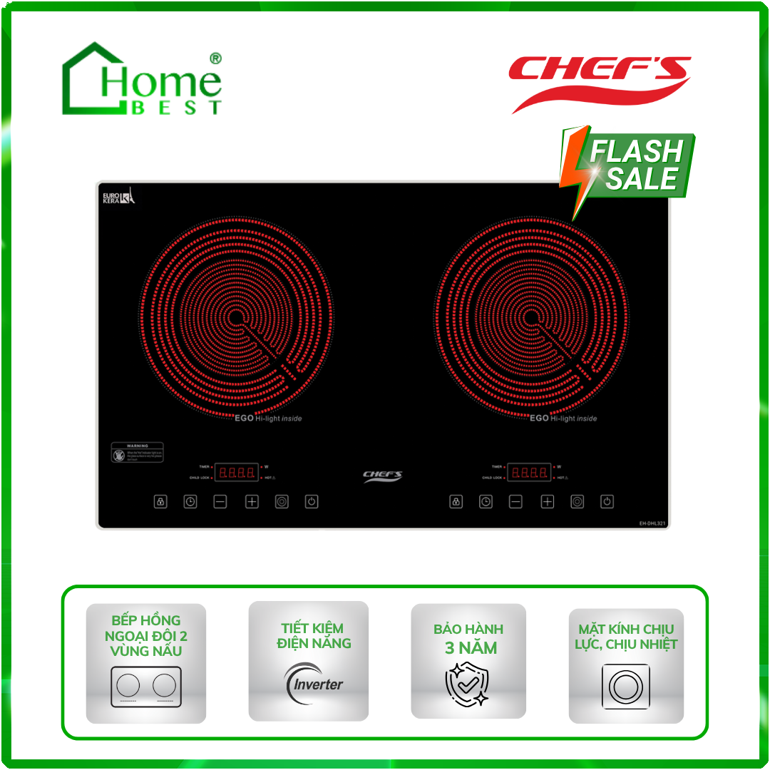 Bếp hồng ngoại đôi Chefs EH-DHL321