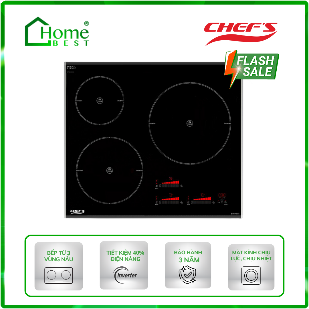 Bếp từ 3 vùng nấu Chefs EH-IH555