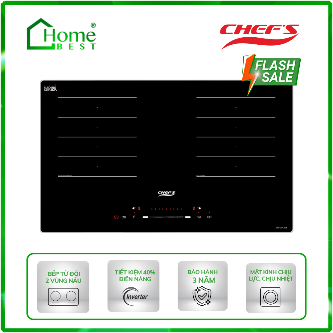 Bếp từ đôi Chefs EH-DIH208