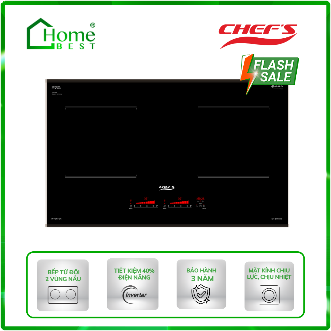 Bếp từ đôi Chefs EH-DIH836