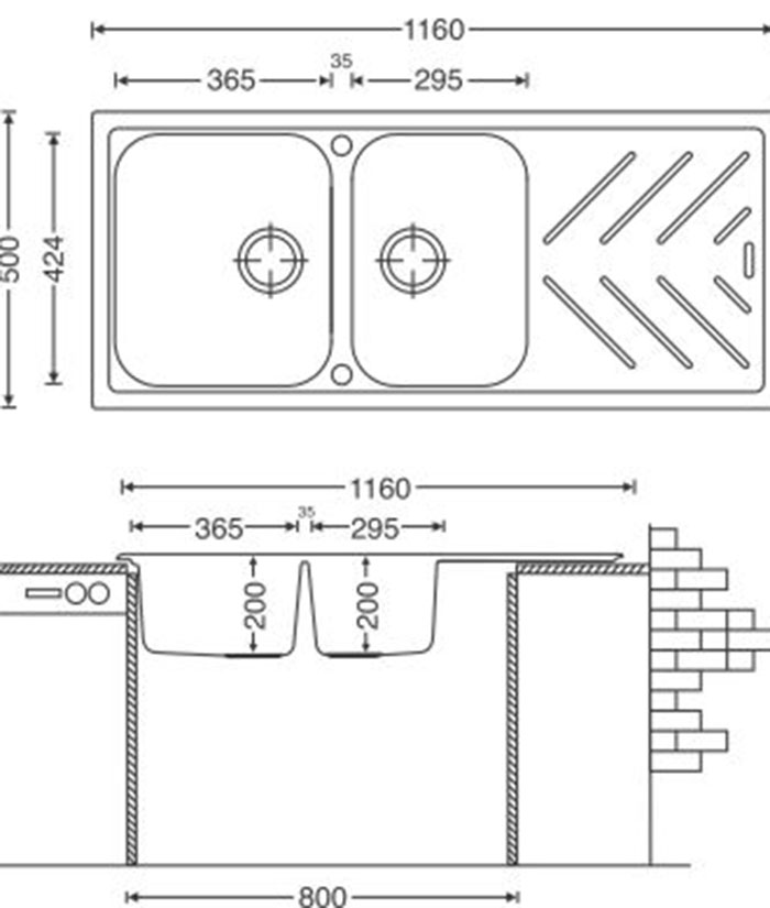 Bồn rửa bằng đá nhân tạo Beethoven D200 BEC2-03/Nera Đen