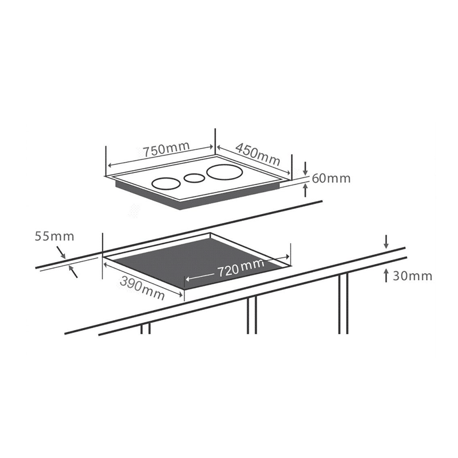 Bếp từ 3 vùng nấu Chefs EH-IH534