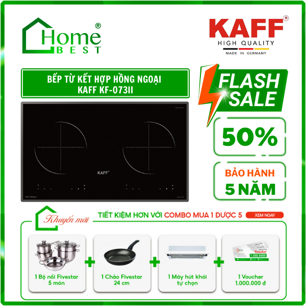 (Combo) Bếp từ đôi Kaff KF-073II