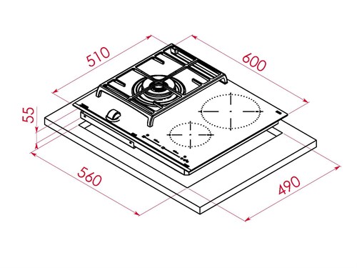 Bếp từ kết hợp gas Teka JZC 63312 ABN BK