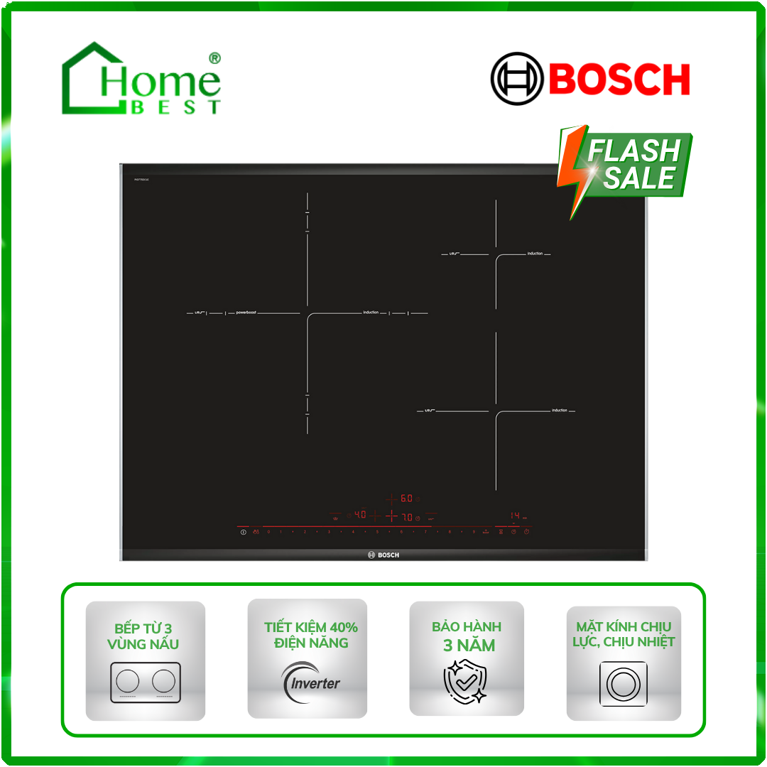 Bếp từ 3 vùng nấu Bosch HMH.PID775DC1E Seri 8