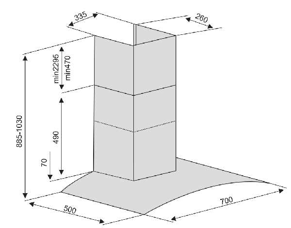 Máy hút khói, hút mùi kính cong Lorca TA - 2005S - 70cm