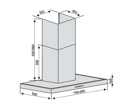 Máy hút khói, hút mùi kính ngang Lorca TA - 6007P - 70cm