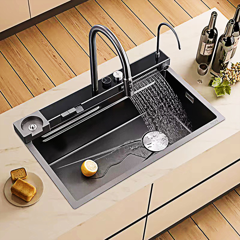 Chậu rửa chén 1 hộc 7546ĐN - Nano đen