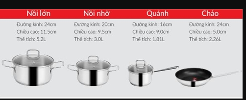 Bộ nồi inox 7 món Eurosun MC1603-Titaium