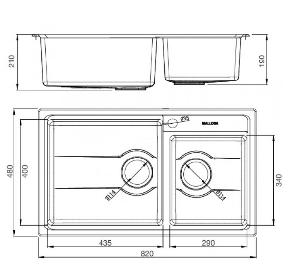 Chậu rửa inox Malloca MS 5082W