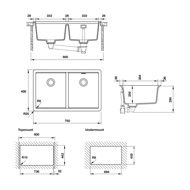 Chậu rửa đá Hafele HS-GD7545 - 570.30.310