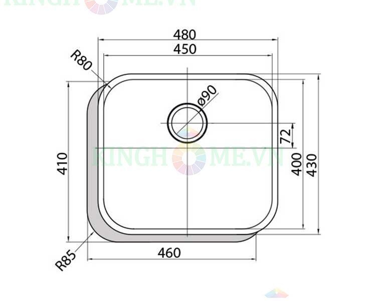 Chậu rửa 1 hộc Cata CB 45-40 INOX
