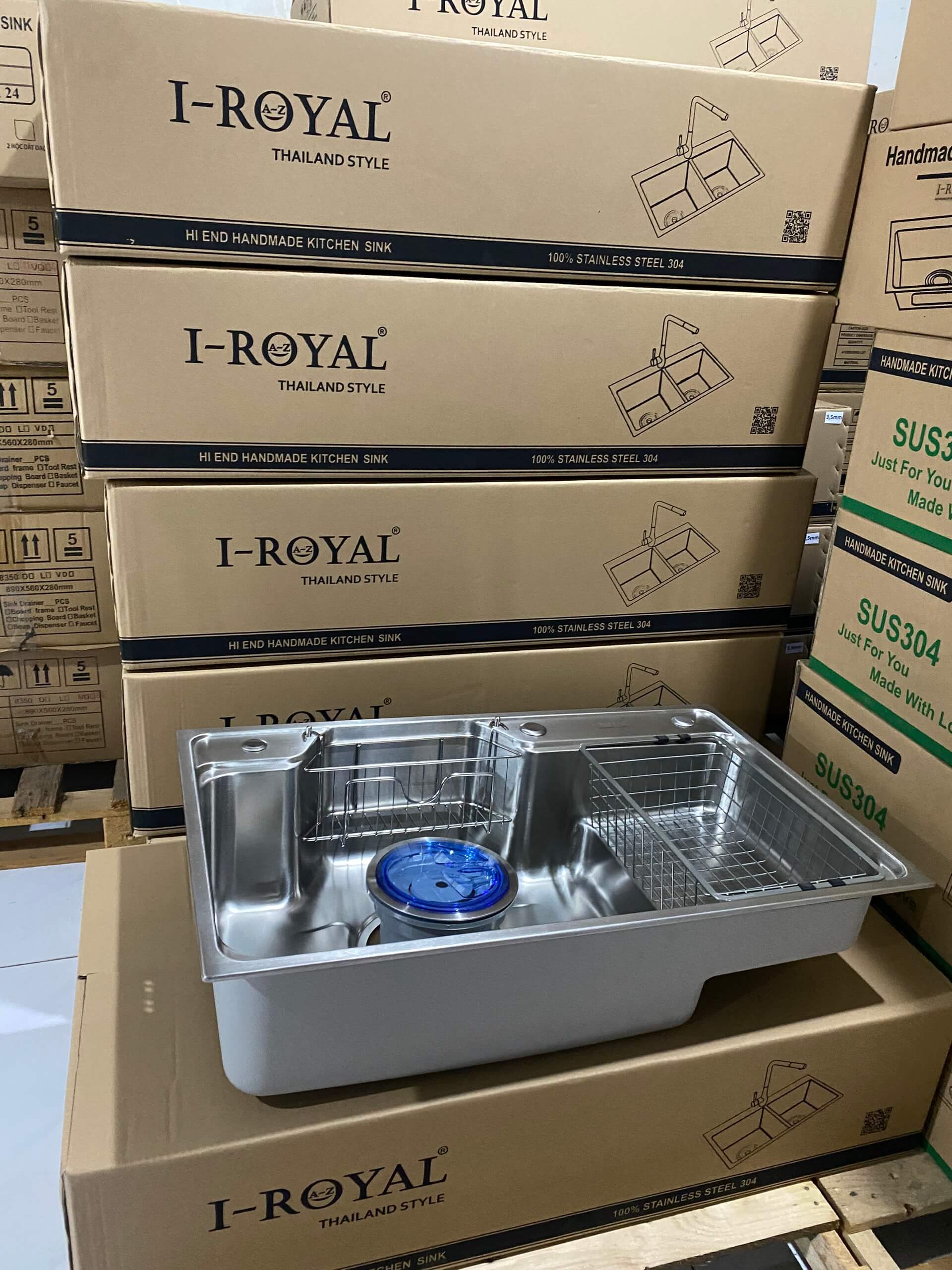 CHẬU RỬA CHÉN I-ROYAL 8048 1 HỘC INOX 304 DẬP IR-8048D 304