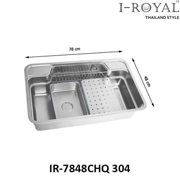 CHẬU RỬA CHÉN INOX 304 DẬP NGUYÊN KHỐI CAO CẤP IR-7848CHQ 304