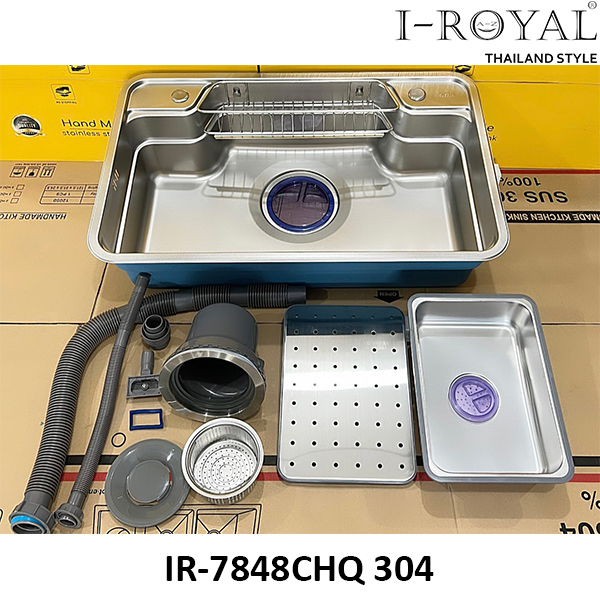 CHẬU RỬA CHÉN INOX 304 DẬP NGUYÊN KHỐI CAO CẤP IR-7848CHQ 304