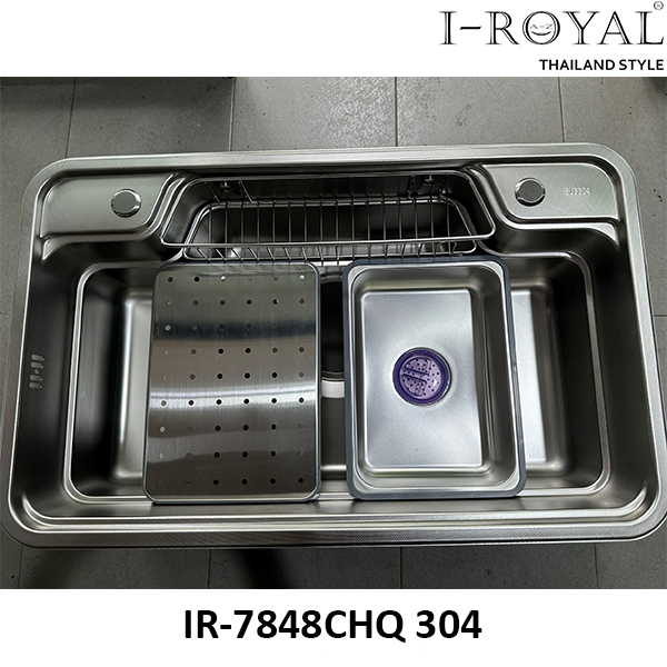 CHẬU RỬA CHÉN INOX 304 DẬP NGUYÊN KHỐI CAO CẤP IR-7848CHQ 304